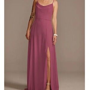 David’s Bridal Cowl Neck Chiffon Maxi Dress